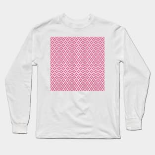 Magenta geometric retro flower pattern Long Sleeve T-Shirt